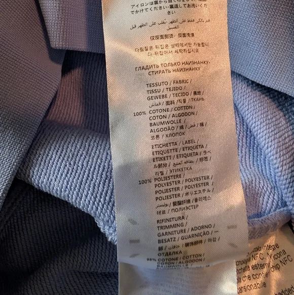 Alexander McQueen McQ Womens Cropped Hoodie Sweatshirt Light Blue Black Sz XS - Picture 13 of 13